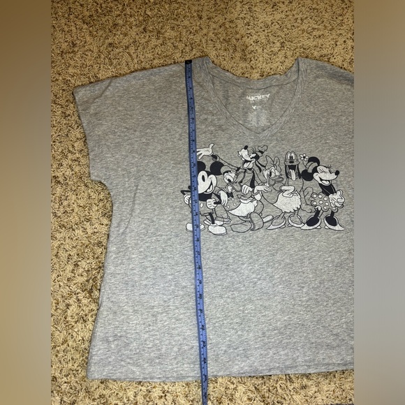 Mickey and Friends XL Womens Heathered Grey VNeck Tshirt Retro Comfy Disney - Picture 8 of 15